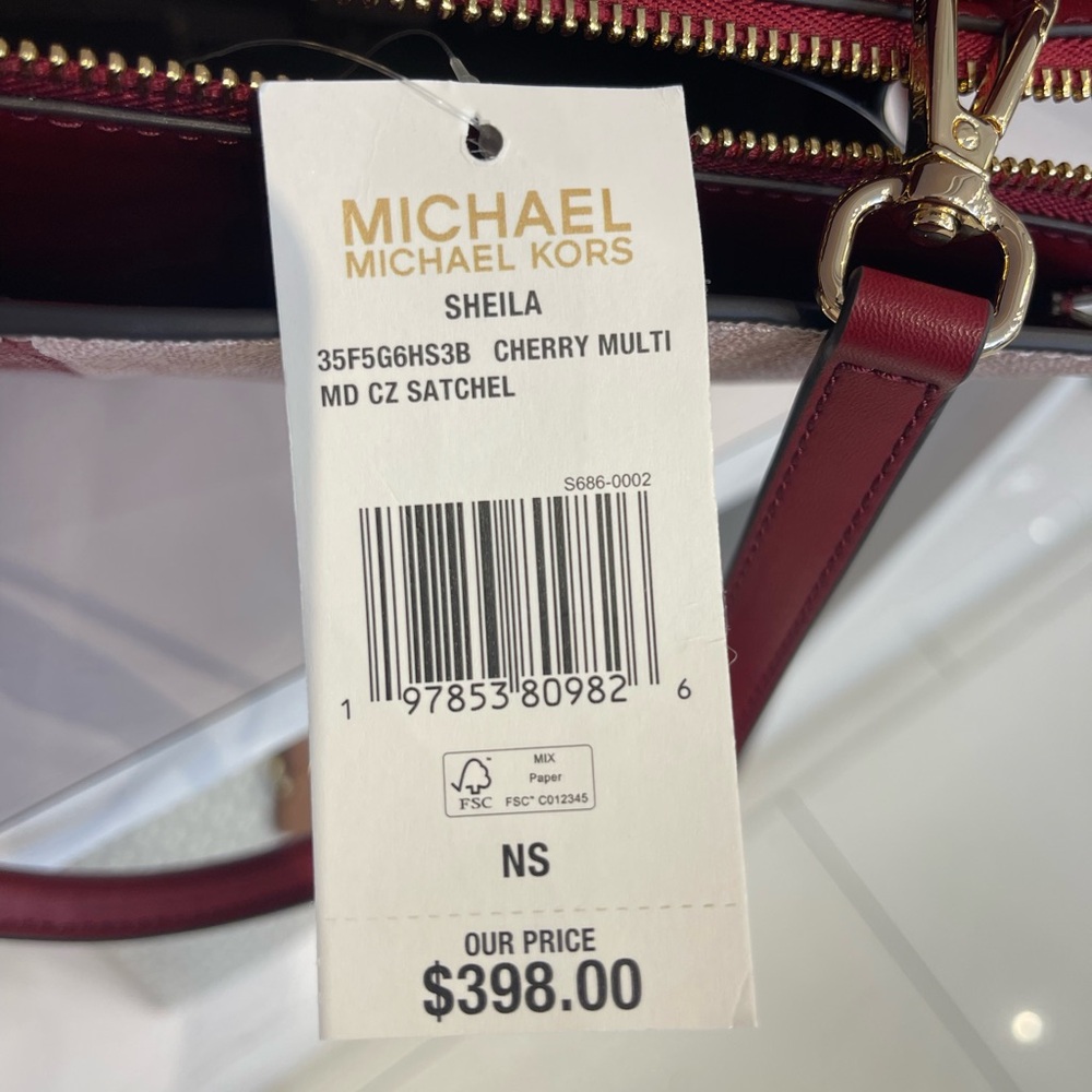 MICHAEL KORS Sheila Medium Two-Tone Metallic Signature Logo Satchel
Cherry Multi - Picture 9 of 16
